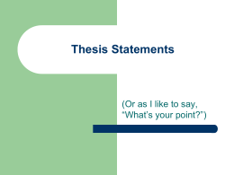 Thesis Statements - University of West Georgia
