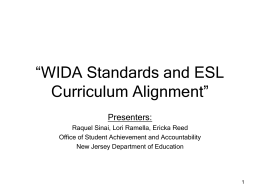 WIDA Standards and ESL Curriculum Alignment