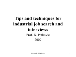 Tips and techniques for jobs search and interviews