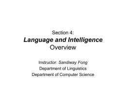 Section 4: Language and Intelligence Overview