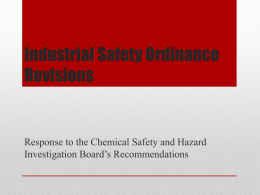 Industrial Safety Ordinance Revisions