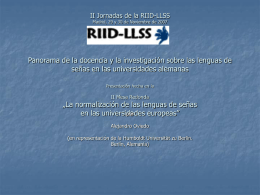 II Jornadas de la RIID-LLSS Madrid, 29 y 30 de noviembre