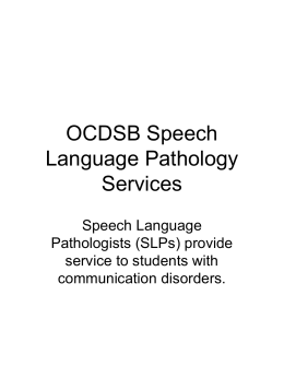 OCDSB Speech Language Pathology Services