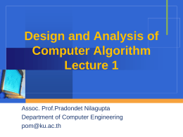 Design and Analysis of Computer Algorithm Lecture 1