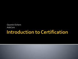 Introduction to Certification