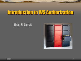 Introduction to WS – Authorization