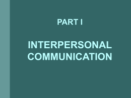 Interpersonal Communication and Counseling for …
