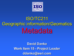 ISO Metadata and ArcCatalog & ArcIMS