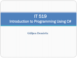 IT 528 Developing .NET Applications Using C#