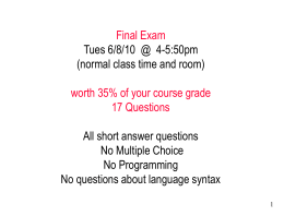 Final Exam Review - Department of Math & Computer …