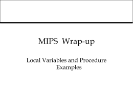MIPS Wrapup - UCL Computer Science