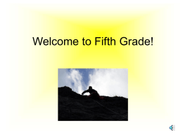 Welcome to Fifth Grade!