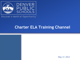 Charter ELA Training Channel