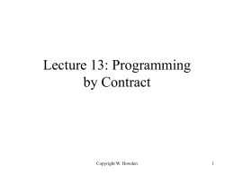 Lecture 13: Programming by Contract