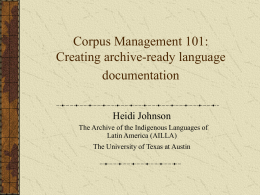 Language Documentation & Archiving