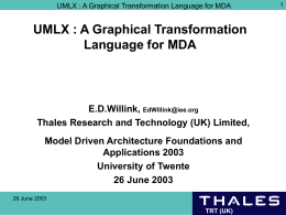 UMLX : A Graphical Transformation Language for MDA
