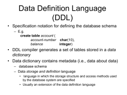 Data Definition Language (DDL)