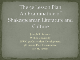 Discovery Lesson An Examination of Shakespearean
