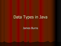 Data Types in Java - Texas Tech University