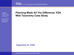 FDA Web Taxonomy - Taxonomy Strategies