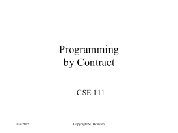 Lecture 13: Programming by Contract