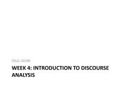 Week 4: Introduction to discourse analysis