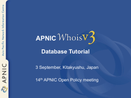 Welcome! APNIC Members Training Course