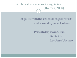 An Introduction to sociolinguistics (Holmes, 2008)