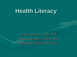 Health Literacy - Arkansas Sophe