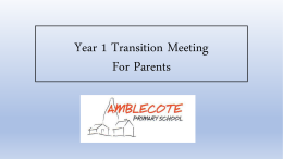 Year 1 Transition Meeting For Parents