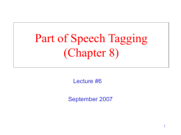 cisc882 Part of Speech Tagging