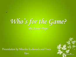 Who’s for the Game? By Jessie Pope