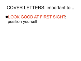 COVER LETTERS: important to