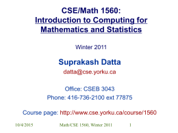 CSE/Math 1560: Introduction to Computing for …