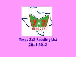 Texas 2x2 Reading List 2011-2012