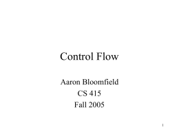 Chapter 6: Control Flow - University of Virginia