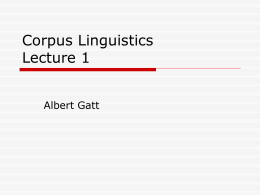 Corpus Linguistics - University of Malta