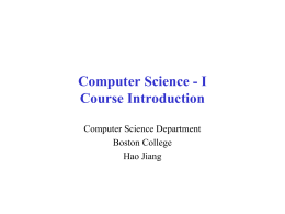 Course Introduction - Boston College Computer Science