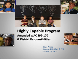 WAC 392-170 – Highly Capable Students Proposed Changes