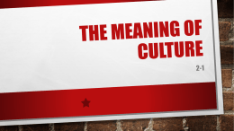 The Meaning of CUlture