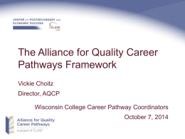 How AQCP Links with CCRY Bridge to Career and College …