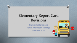 Elementary Report Card Revisions