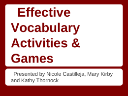 Effective Vocabulary Activities & Games