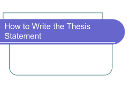 How to Write the Thesis Statement