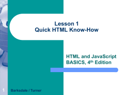 Lesson 1 Quick HTML Know-How