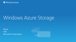 Windows Azure Storage - Western Oregon University