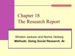 Chapter Eighteen The Research Report