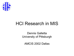 HCI Research in MIS - Syracuse University