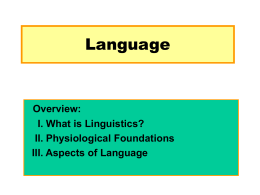 Lecture 10: Language November 26, 1999