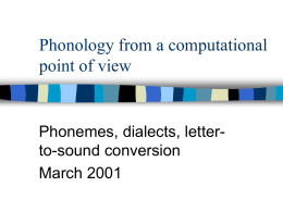 Phonology from a computational point of view
